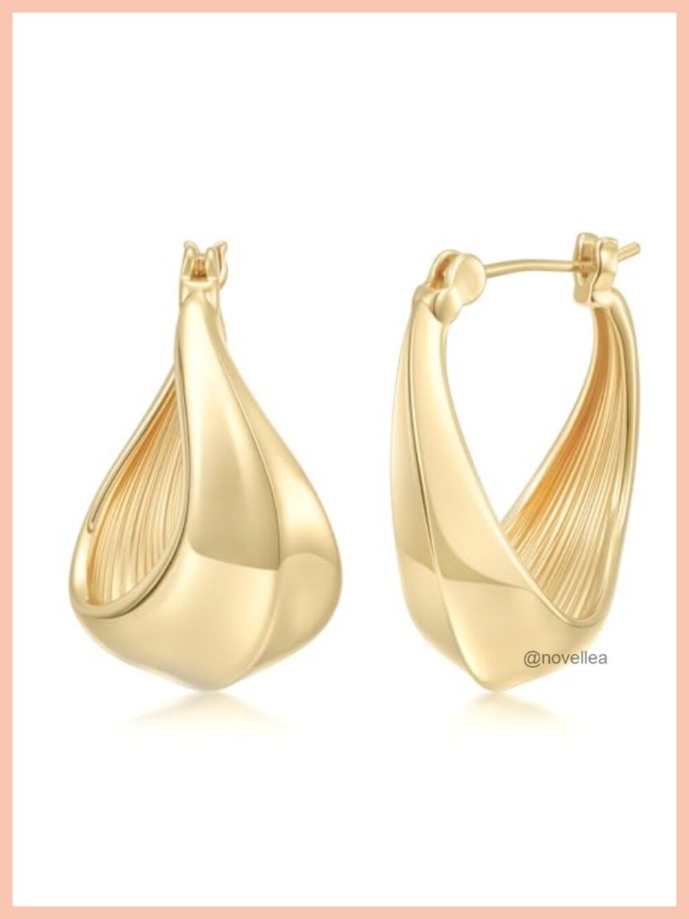 14K Gold Plated Twisted Irregular Hoop Earrings for Women 25mm Hypoallergenic
